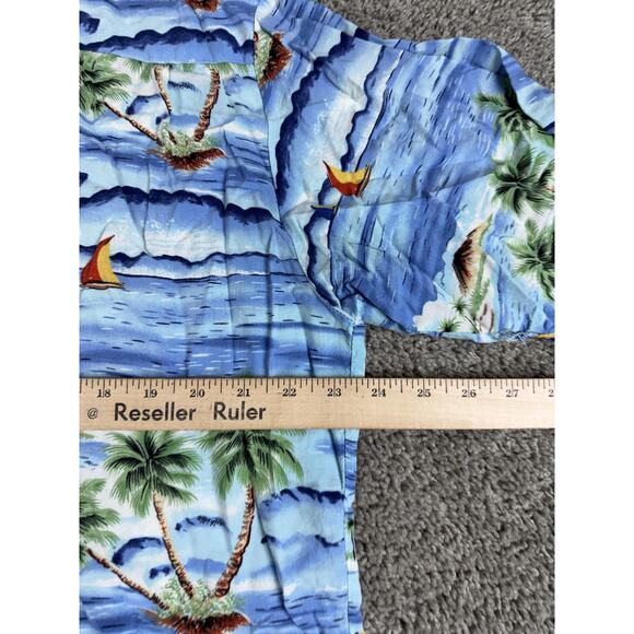 Vintage Pineapple Connections Shirt Mens Large Blue Rayon Hawaiian Aloha 90s - Picture 10 of 11